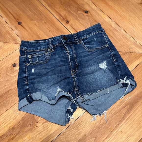 American Eagle Outfitters Pants - American Eagle Outfitters Dark Blue Distressed Jean Shorts